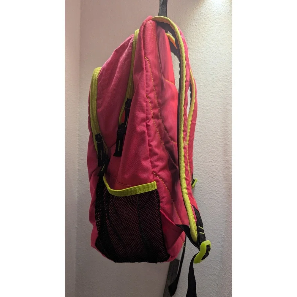 Reebok Pink Lime Green Backpack School Book Bag Daypack Adjustable Straps